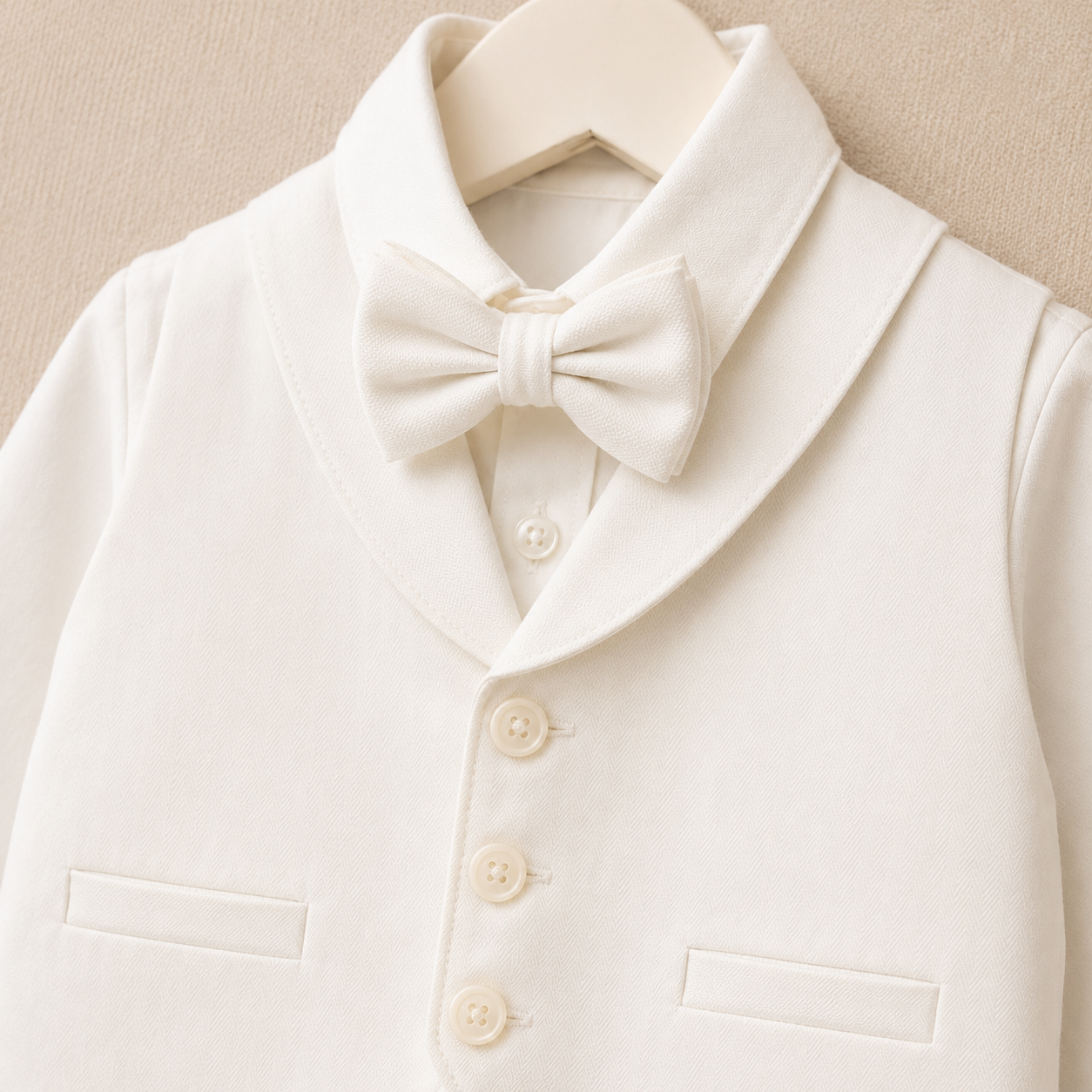 Baby Boy Ivory Baptism Outfit, Christening Suit, Ring Bearer Tuxedo, Wedding Outfit, First Birthday Formal Set