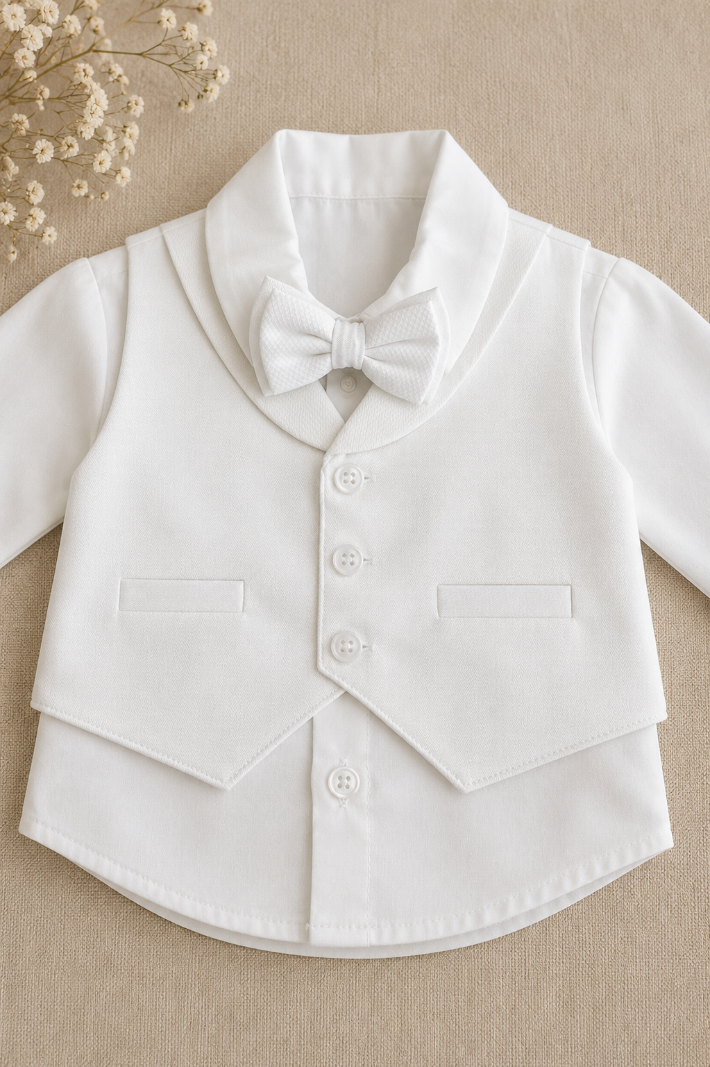 Baby Boy Ivory Baptism Outfit, Christening Suit, Ring Bearer Tuxedo, Wedding Outfit, First Birthday Formal Set