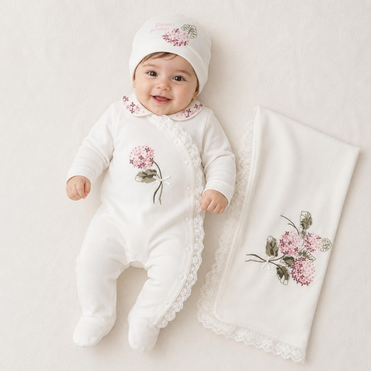 Baby Girl Organic Cotton Hospital Outfit Set