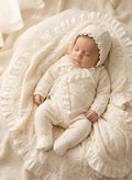 Premium Lace Ruffle Baby Footie and Blanket Set (3-Piece)