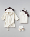 Baby Hooded Bathrobe Set with Hooded Towel & Slippers – Soft Plush Baby Bath Gift Set