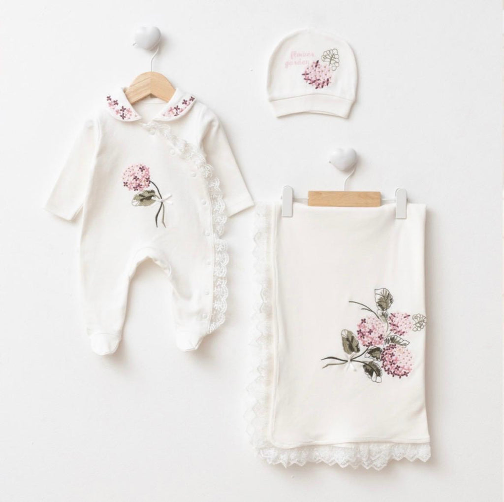 Baby Girl Organic Cotton Hospital Outfit Set