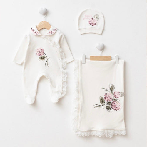 Baby Girl Organic Cotton Hospital Outfit Set