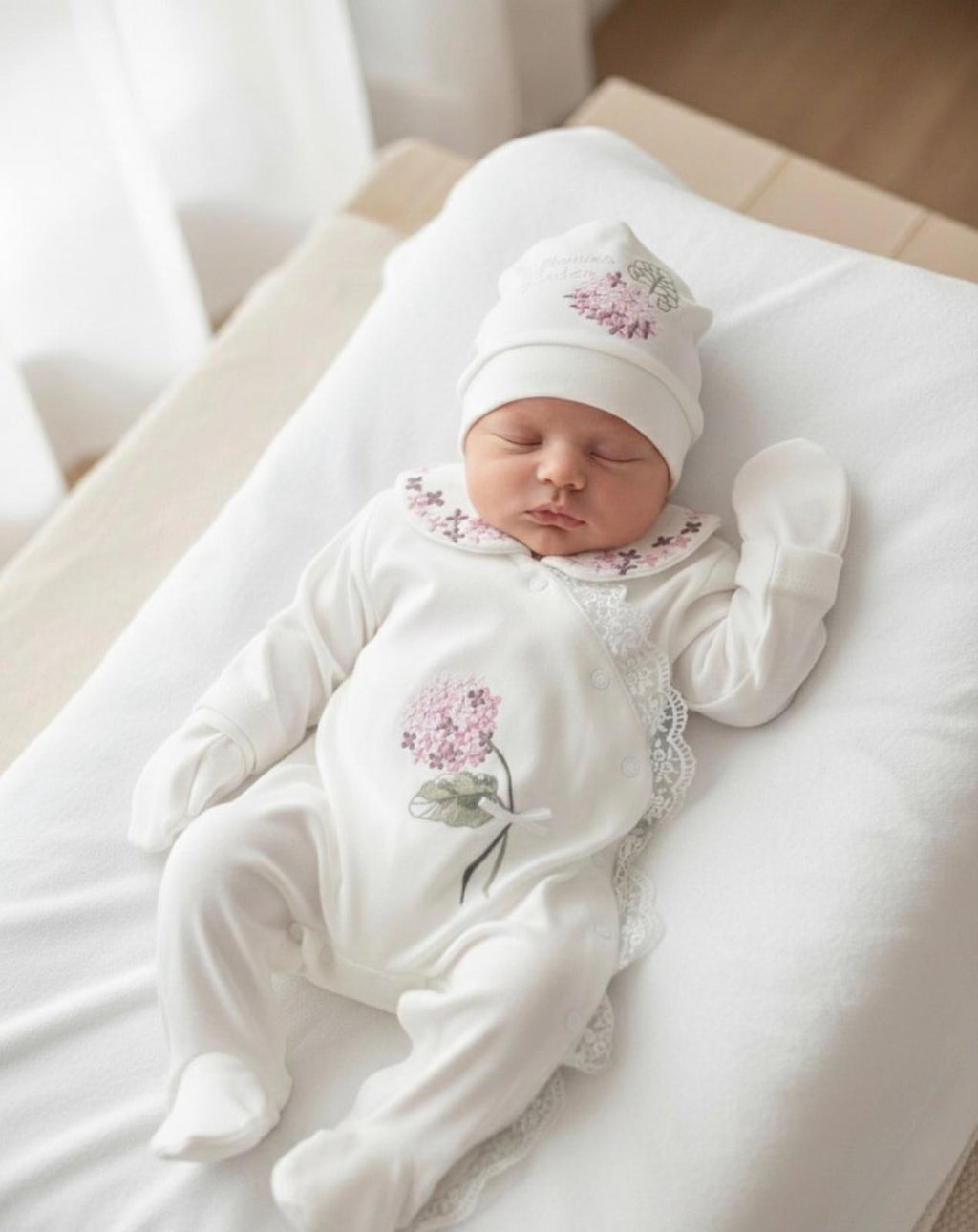 Baby Girl Organic Cotton Hospital Outfit Set