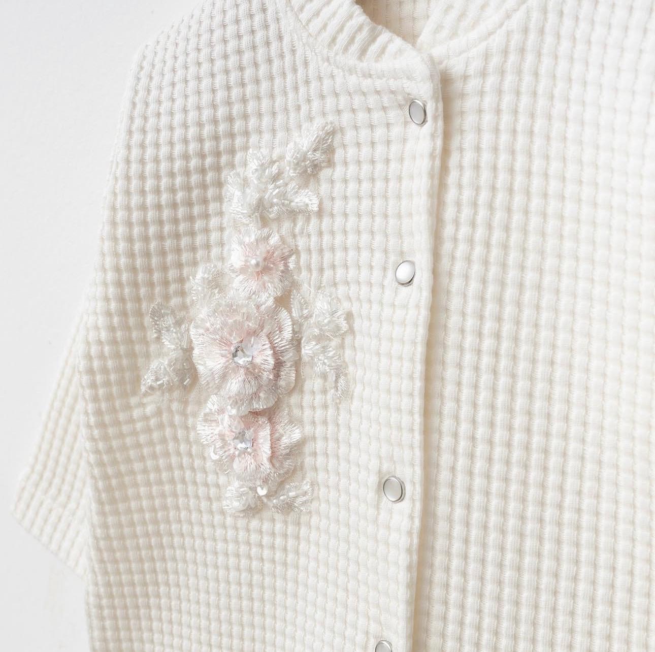 Luxury Baby Girl Ivory Waffle Knit Newborn Coming Home Set | 5 Piece Hospital Outfit with Blanket, Hat, Bib & Mittens