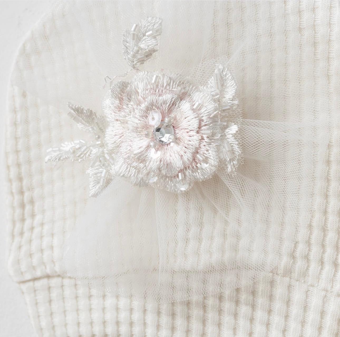 Luxury Baby Girl Ivory Waffle Knit Newborn Coming Home Set | 5 Piece Hospital Outfit with Blanket, Hat, Bib & Mittens