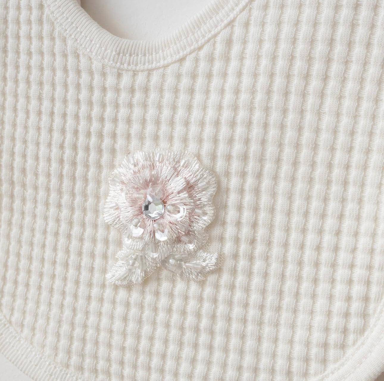 Luxury Baby Girl Ivory Waffle Knit Newborn Coming Home Set | 5 Piece Hospital Outfit with Blanket, Hat, Bib & Mittens