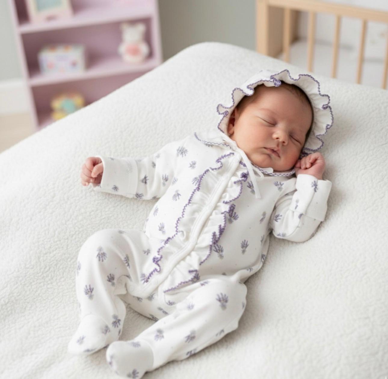 Baby Girl Floral Romper Set, Newborn Coming Home Outfit, Cotton Baby Gift Set with Ruffle Blanket & Bonnet, Hospital Outfit