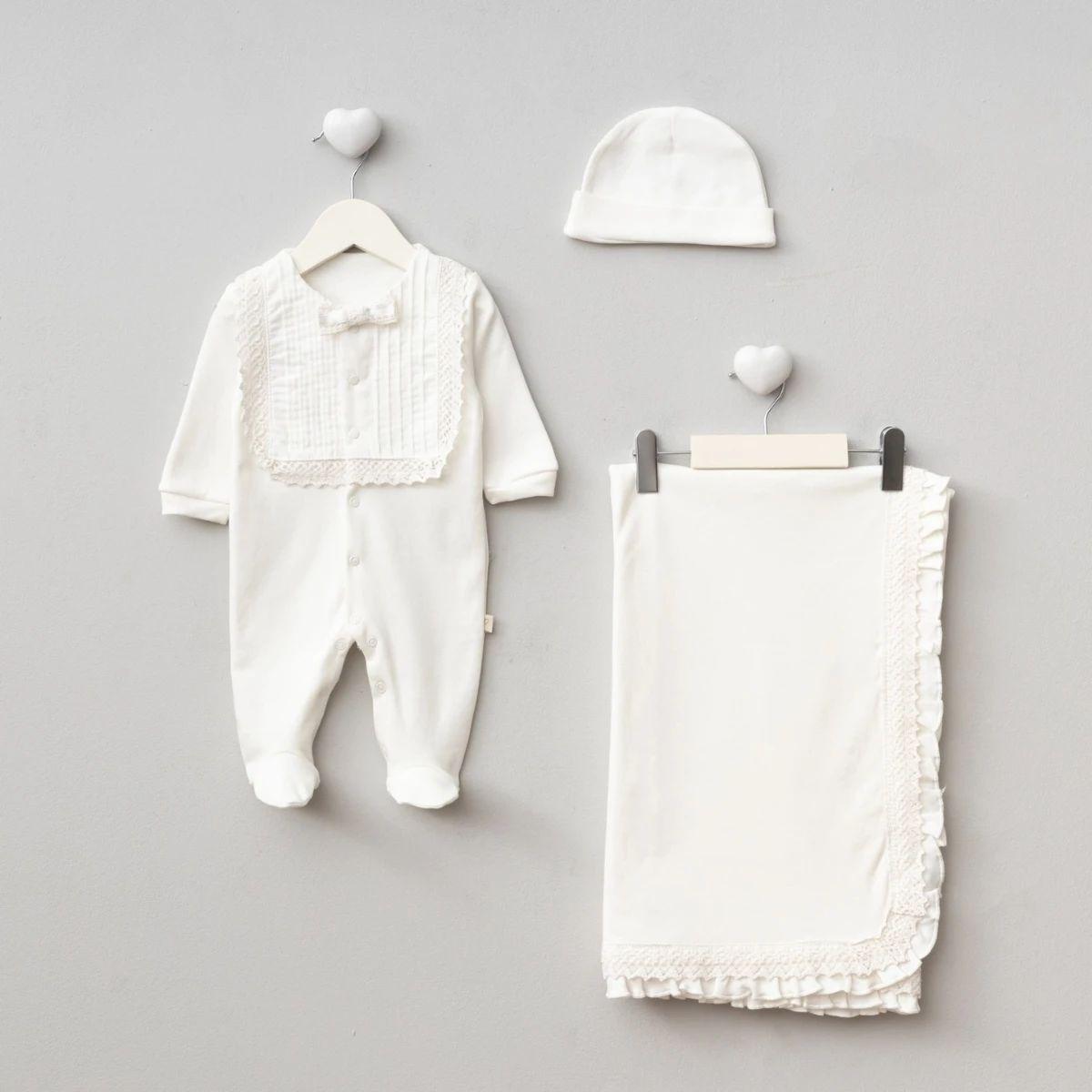 Gentleman Lace Trim Baby Footie and Blanket Set (3-Piece)