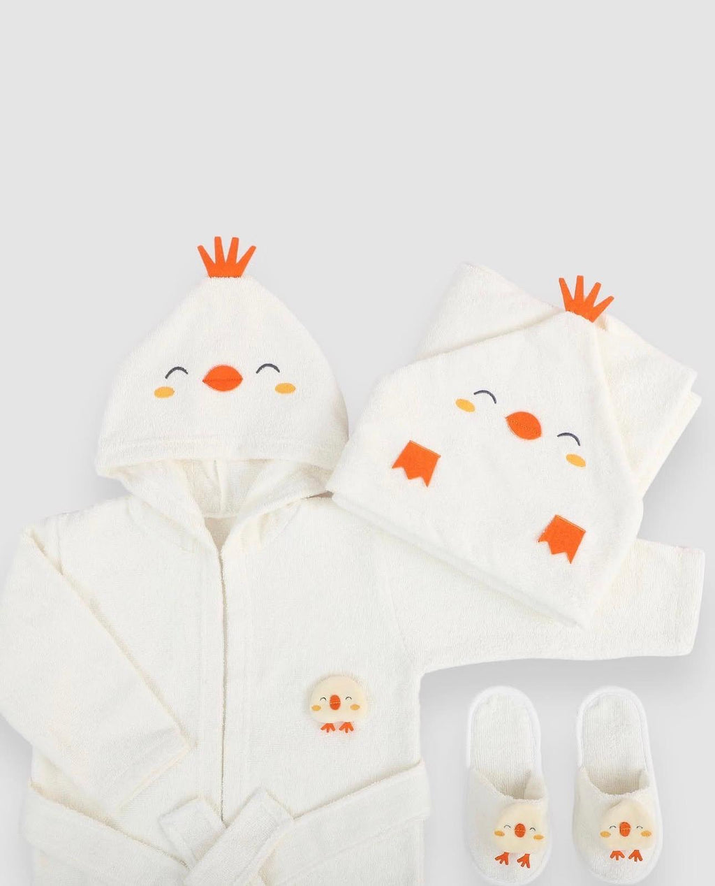 Chick Baby Hooded Bathrobe Set | Hooded Towel & Slippers